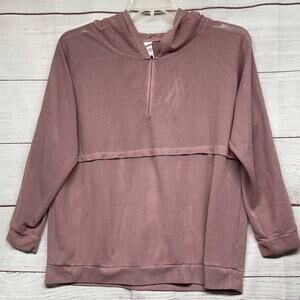 Soho Sports Dusty Pink Gray Studio Mesh 1/4 Zip Hoodied Jacket size XL
